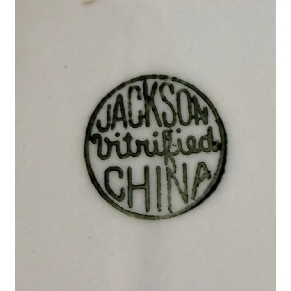 Vintage Jackson Vitrified China Oval Platter Green Stripe Restaurant Ware 10.5